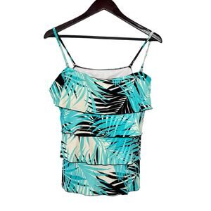 Caribbean Joe Island Supply Co Tropical Hawaiian Layered Padded Swim Top Size 16